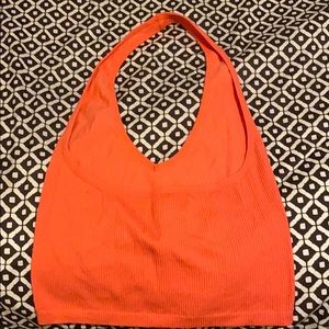 Neon pink halter top